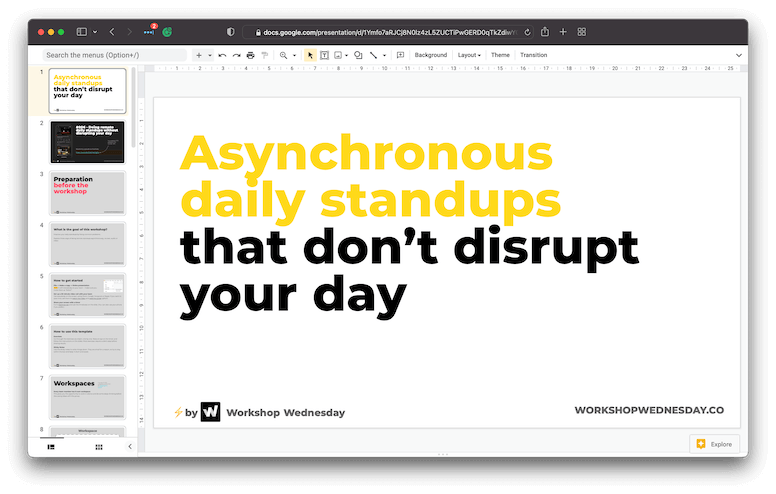 Asynchronous Daily Standups template preview