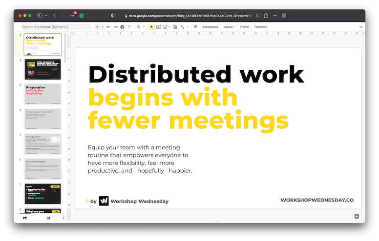 Asynchronous Meeting Routine Workshop template preview