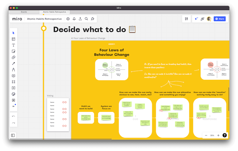 Atomic Habits Retrospective template preview