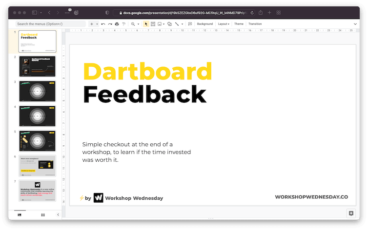 Dartboard Feedback template preview