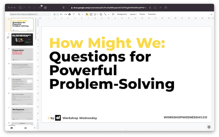 How Might We Questions Workshop template preview