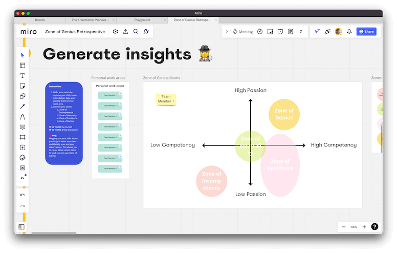 Zone of Genius Retrospective template preview